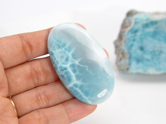 Cloud Larimar Stone Cabochon, AAA Larimar Palm Stone, Larimar specimen, Larimar crystal, Dominican Larimar, Christmas gift