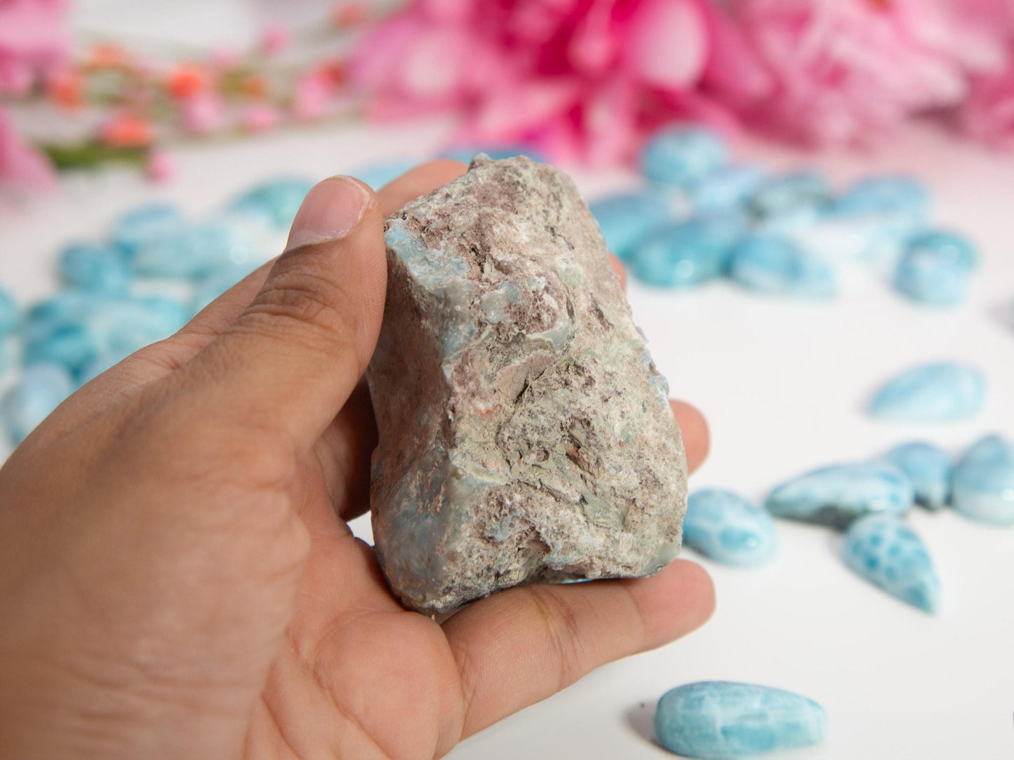 Sky Blue Larimar Stone, Semi Polished, Semi Rough Larimar, Raw Larimar Specimen Paperweight,Natural Larimar, Christmas gift