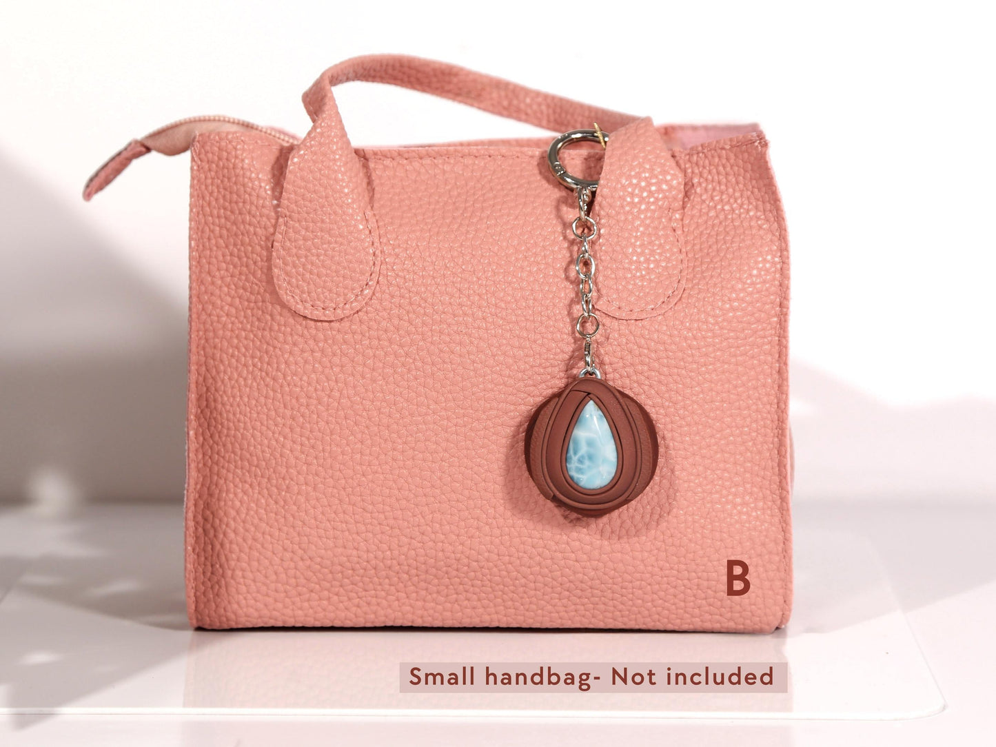 Larimar Crystal Charm for Bag, Handbag, Stone Purse charm, AAA Larimar gift, Dark Chocolate Bronze, Christmas gift