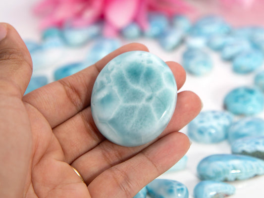 Aqua Larimar Stone Cabochon, AAA Larimar Palm Stone, Larimar specimen, Larimar crystal, Dominican Larimar, Christmas gift
