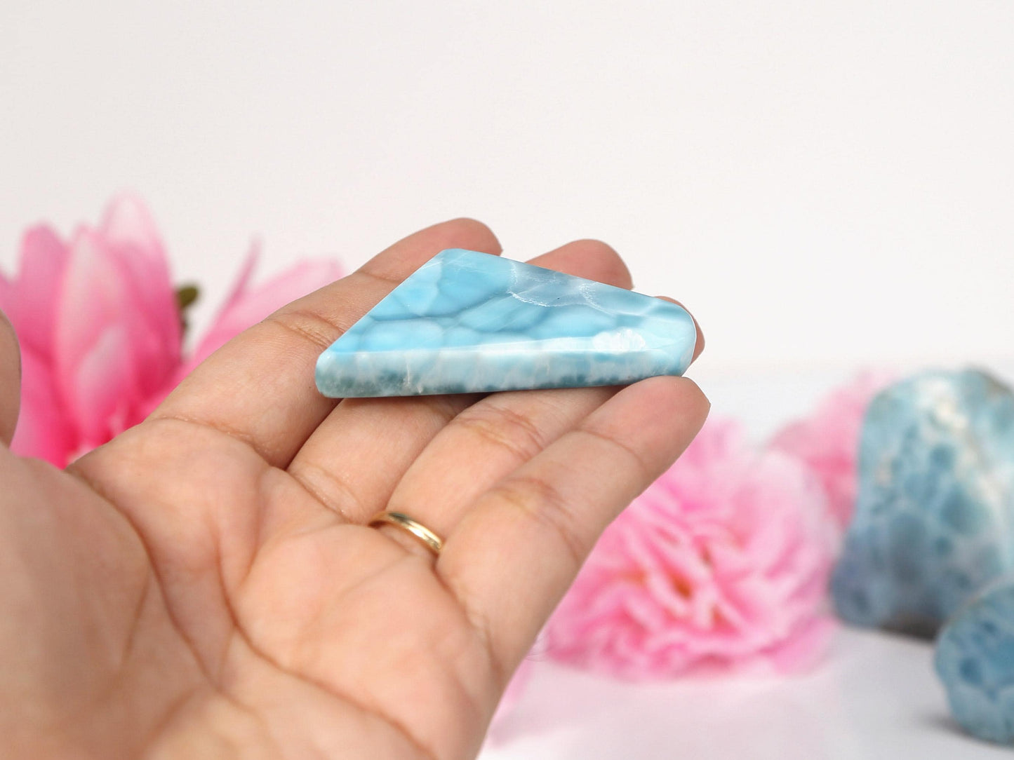 Ocean Blue Polished Larimar Slab, AAA Larimar Slice, Larimar Specimen, Crystal Slab, Christmas gift