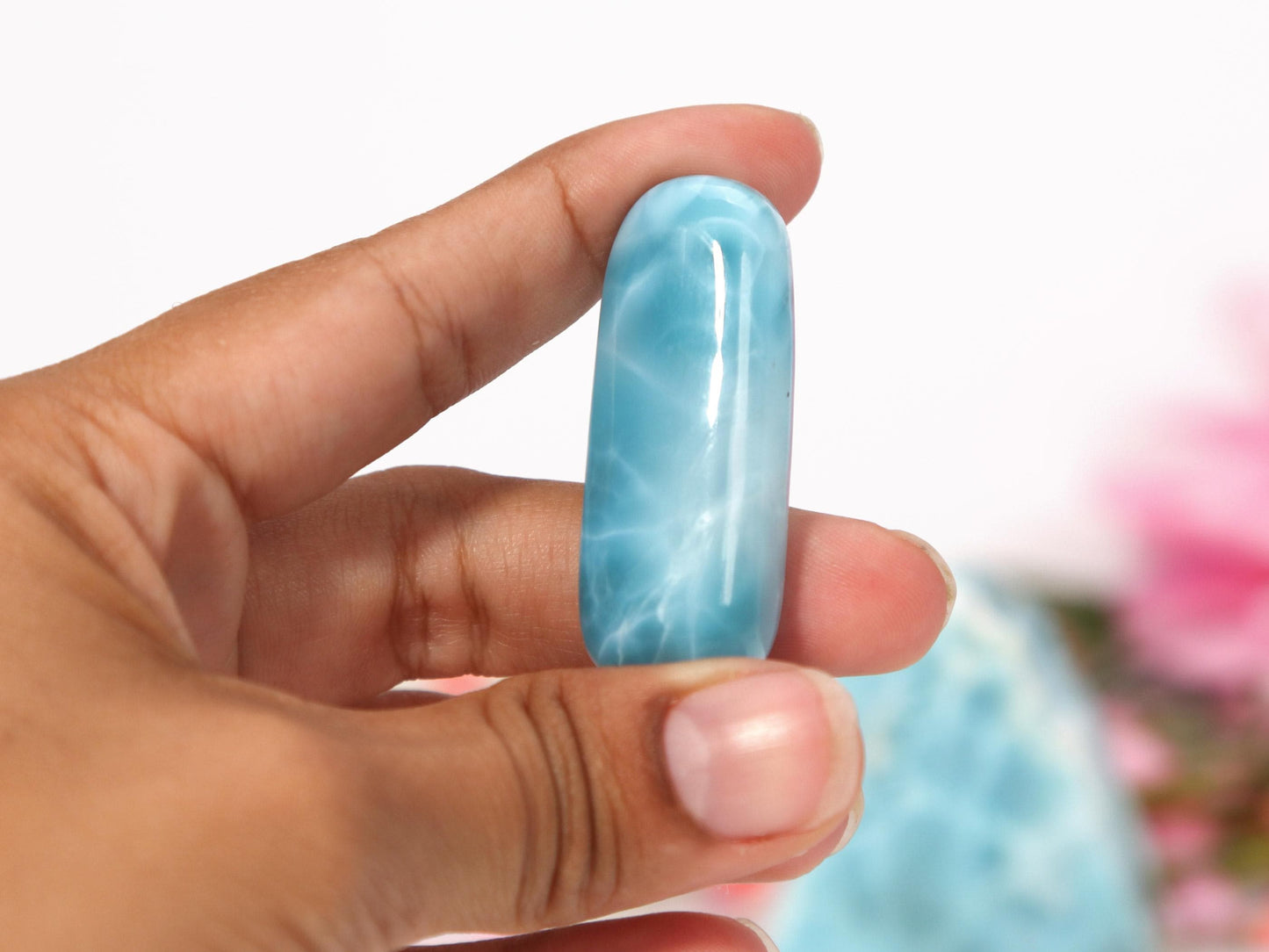 DEEP BLUE Larimar Stone, Top Grade AAA Freeform Larimar Cabochon, Larimar Palm Stone Super Blue Larimar Specimen, Christmas gift