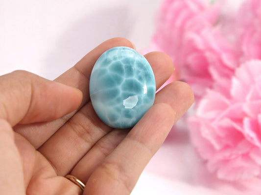 OCEAN BLUE Oval Larimar Stone Cabochon, AAA Top grade Dominican Larimar, Christmas gift