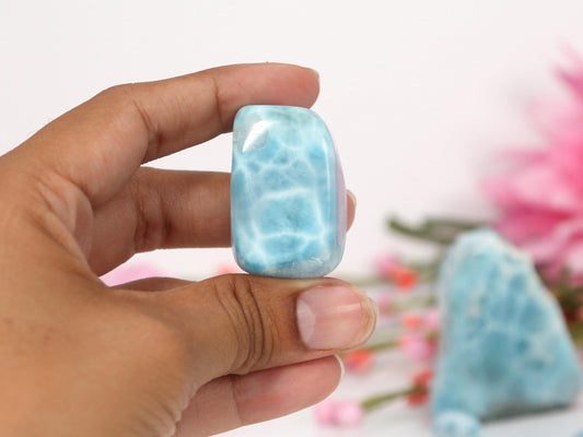 OCEAN BLUE Larimar Tumble,  Larimar Stone Freeform Tumble, Natural Dominican Larimar Specimen, Christmas gift