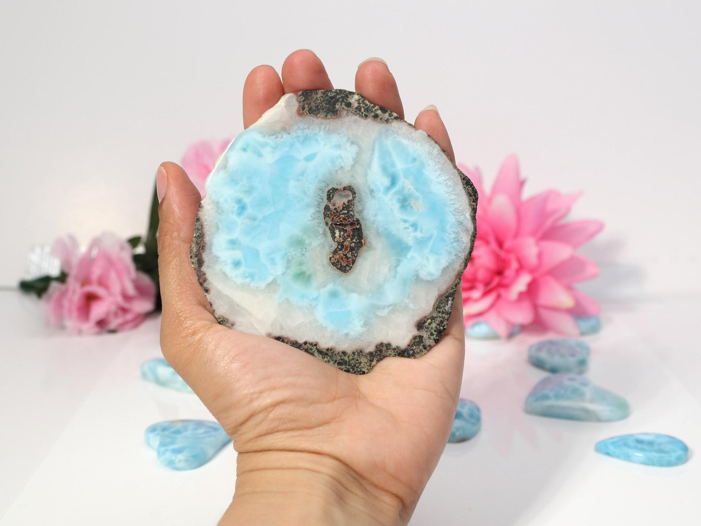 Soft Blue Polished Larimar Stone Slab, Larimar Slice,  Polished Larimar Slab, Larimar Specimen, Christmas gift