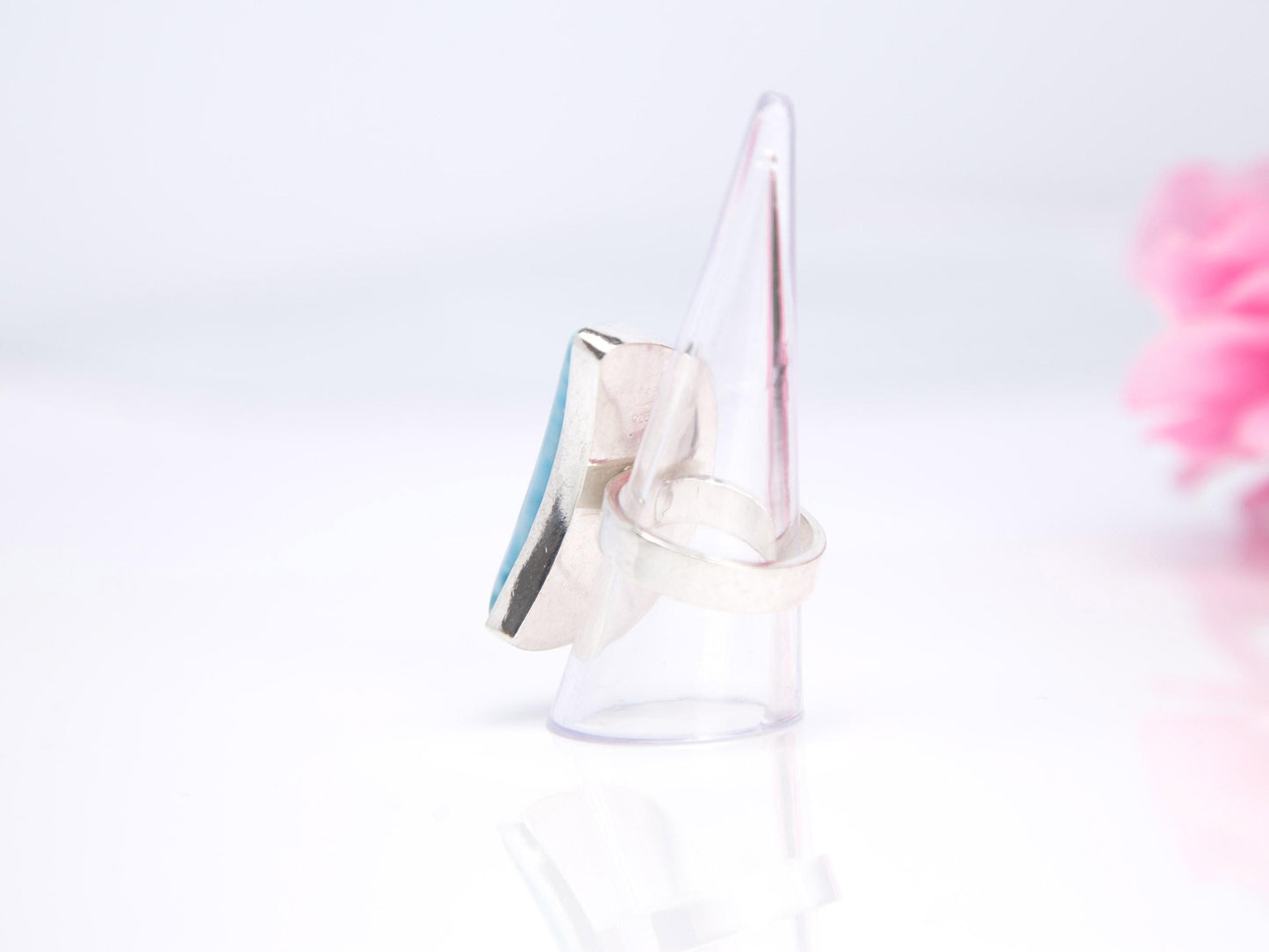 HIGH GRADE Larimar Ring, Moon AAA Larimar Ring, Ocean Blue Larimar ring, Super Blue Larimar, Christmas gift