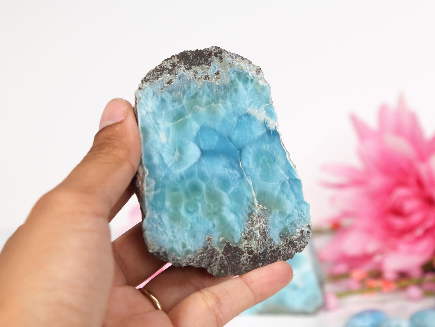 DEEP BLUE Semi-Polished Larimar Stone Slab, Semi Polished Blue Larimar, Super Blue Larimar, Christmas gift