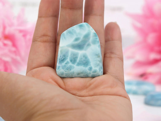 Ocean Pattern Larimar Slice: AAA Freeform Gemstone Slab, Christmas gift