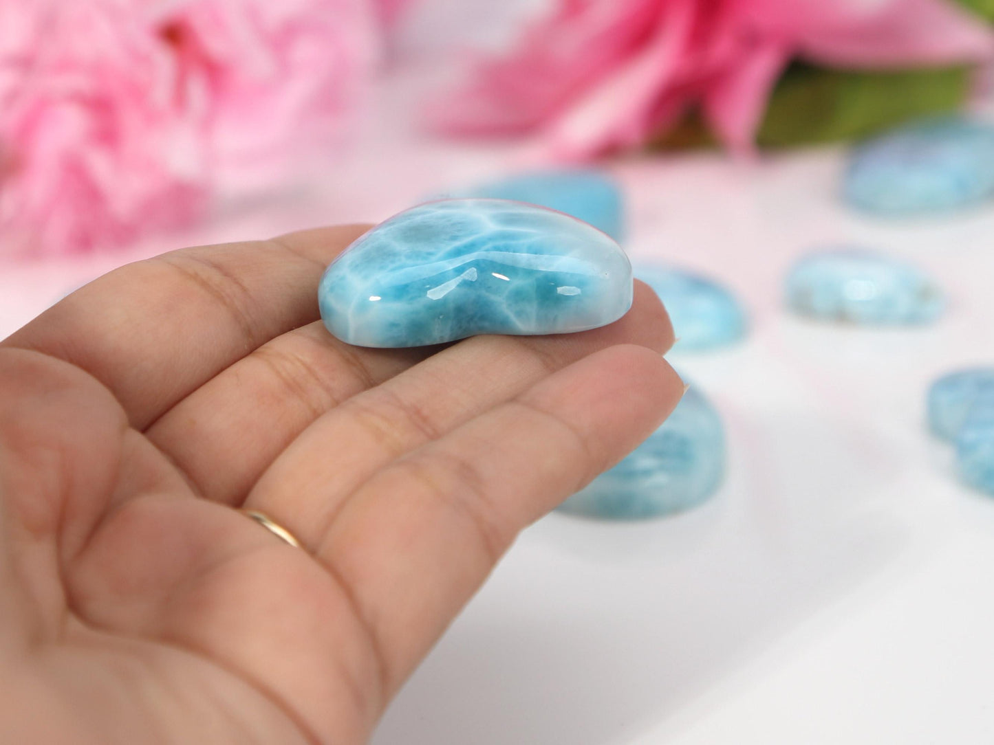 Gorgeous Larimar Heart, Top-grade Larimar Stone Heart, Larimar Palm Stone, Super Blue Larimar, Christmas gift