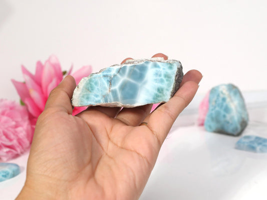 OCEAN Blue Larimar Stone, Semi Polished, Semi Rough Larimar, Raw Larimar Specimen Natural Larimar, Christmas gift