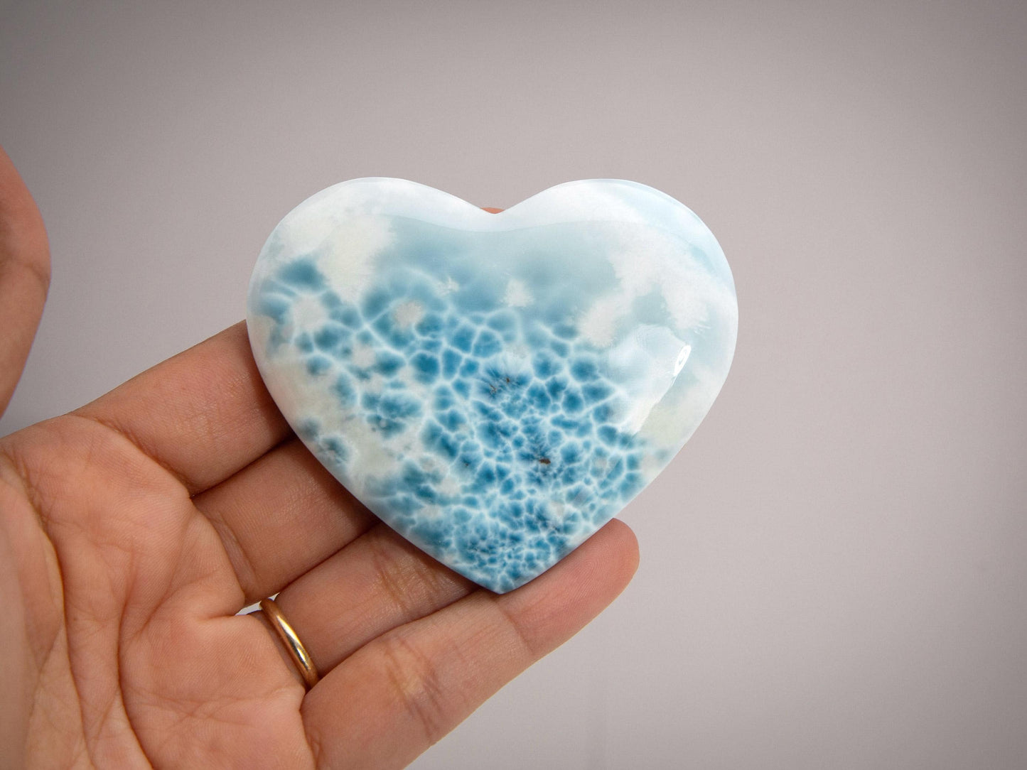 HIGH GRADE Larimar Heart, Ocean Blue Larimar Stone Heart, Larimar Palm Stone, Super Blue Larimar crystal, Christmas gift