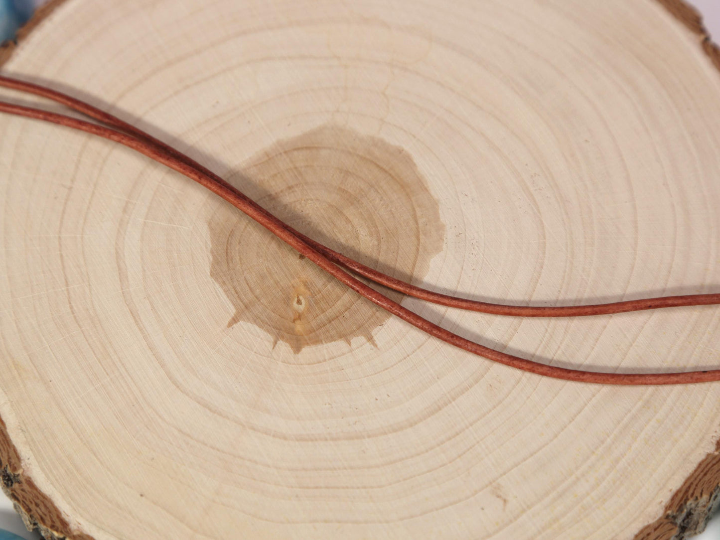 Leather Larimar Stone Pendant, Drilled Larimar, Boho Larimar Pendant Necklace with Leather Cord, Christmas gift