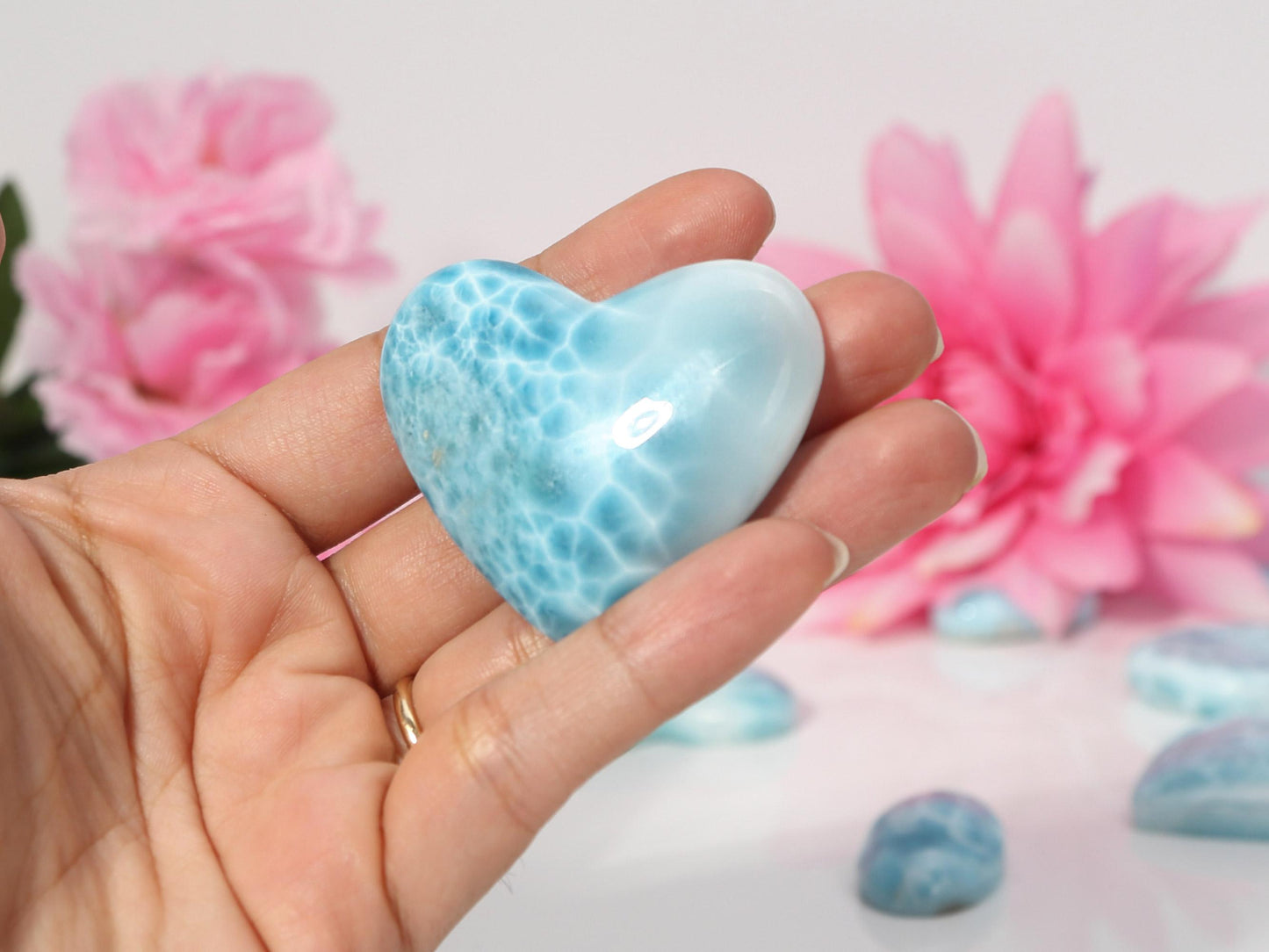 OCEAN BLUE Larimar Heart, AAA Larimar Stone Heart, Larimar Palm Stone, Super Blue Larimar, Christmas gift