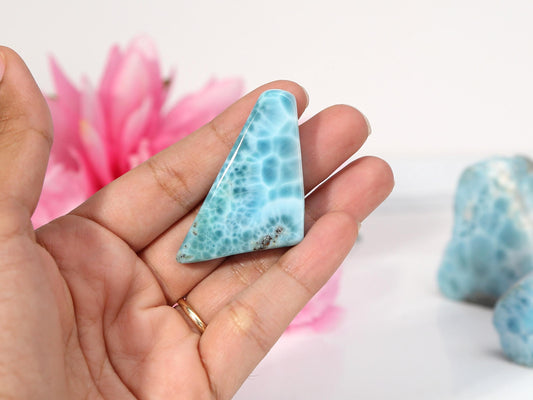 Ocean Blue Polished Larimar Slab, AAA Larimar Slice, Larimar Specimen, Crystal Slab, Christmas gift