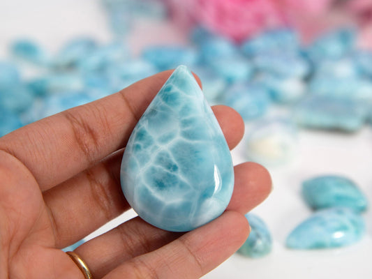 Ocean Blue Larimar Stone, AAA Larimar Palm Stone, Teardrop Larimar Stone Specimen, Christmas gift