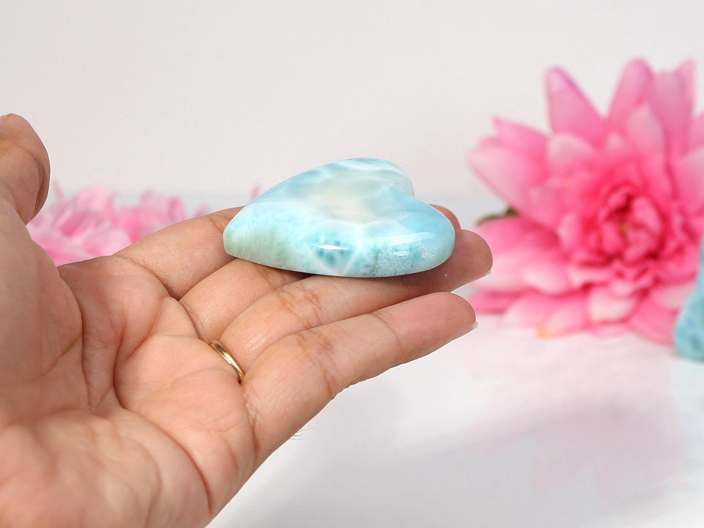 Soft Blue Larimar Heart, Big Larimar Stone Heart Cabochon, Larimar Palm Stone, Larimar crystal, Crystal Heart, Christmas gift