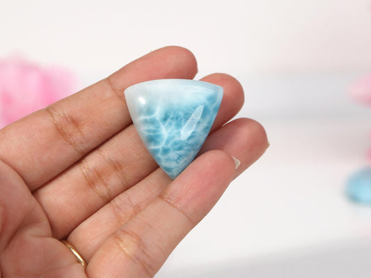 OCEAN BLUE Larimar Stone Triangle, Top Grade Larimar Cabochon, AAA Super Blue Larimar, Christmas gift