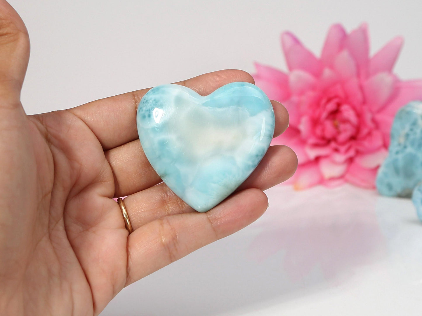 Soft Blue Larimar Heart, Big Larimar Stone Heart Cabochon, Larimar Palm Stone, Larimar crystal, Crystal Heart, Christmas gift