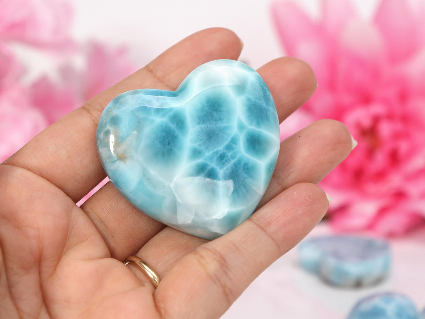 DEEP BLUE Larimar Heart, AAA Larimar Stone Heart, Larimar Palm Stone, Super Blue Larimar, Christmas gift