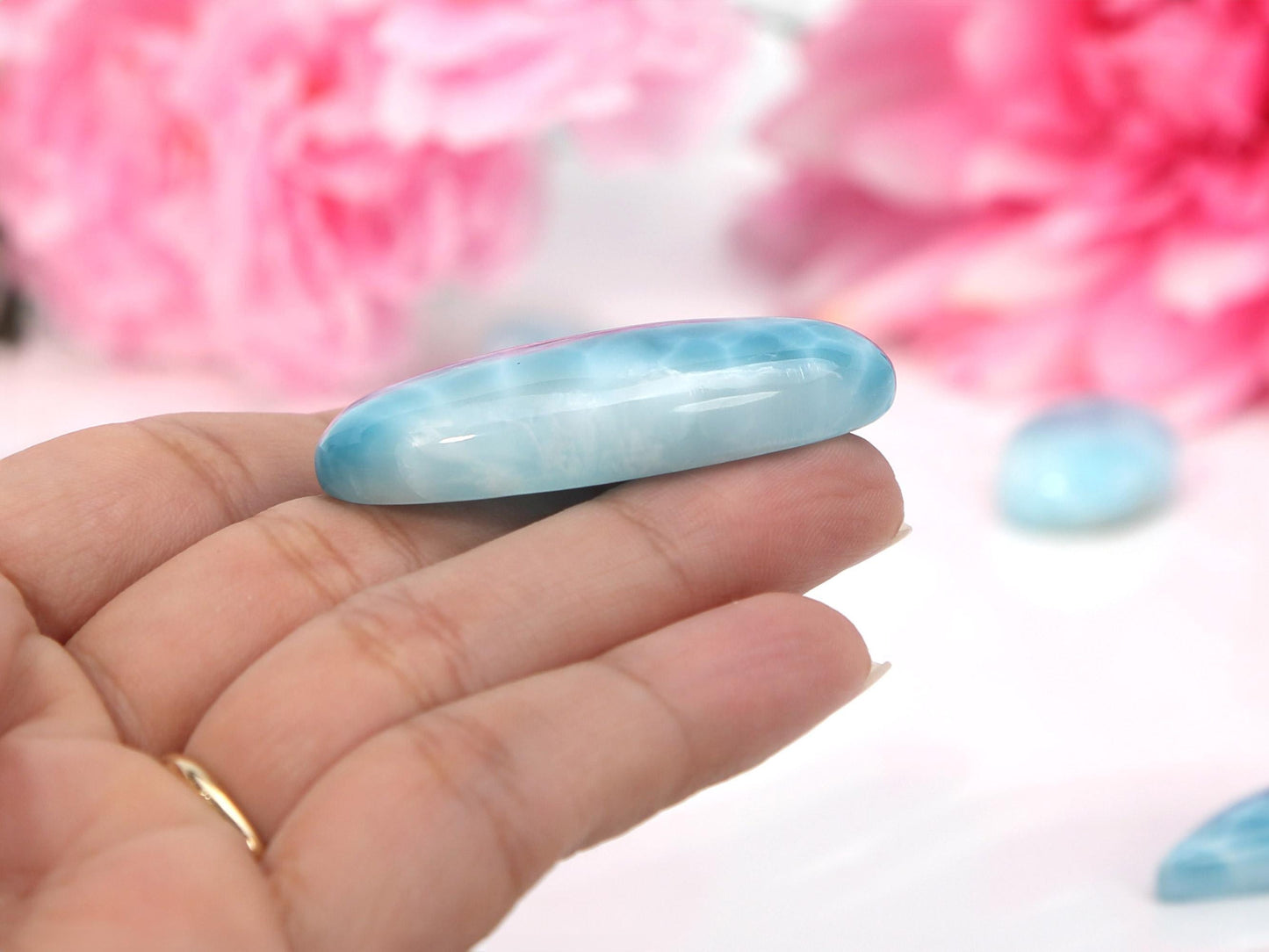 OCEAN BLUE Oval Larimar Stone, Top Grade Larimar Cabochon, AAA Super Blue Larimar, Christmas gift