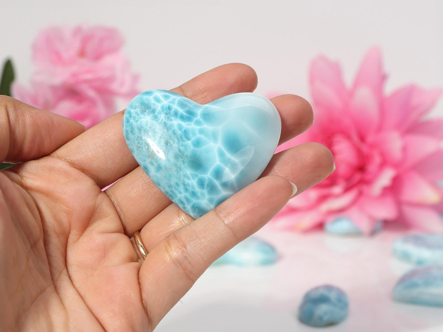 OCEAN BLUE Larimar Heart, AAA Larimar Stone Heart, Larimar Palm Stone, Super Blue Larimar, Christmas gift