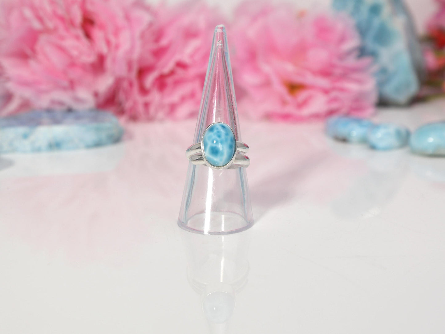 OCEAN BLUE Larimar Ring, Oval AAA Larimar Ring,Adjustable Larimar ring, Super Blue Larimar Ring, Christmas gift