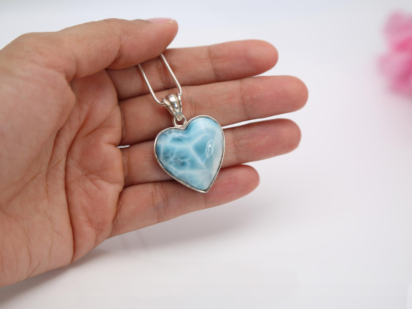 Exquisite Larimar Heart Pendant, Larimar Heart Necklace, AAA Top Grade Larimar Heart, Christmas gift
