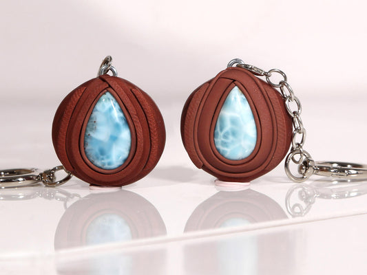 Larimar Crystal Charm for Bag, Handbag, Stone Purse charm, AAA Larimar gift, Dark Chocolate Bronze, Christmas gift