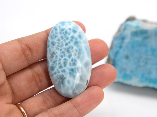 OCEAN BLUE Oval Larimar Stone, Larimar Cabochon, AAA Super Blue Larimar, Christmas gift