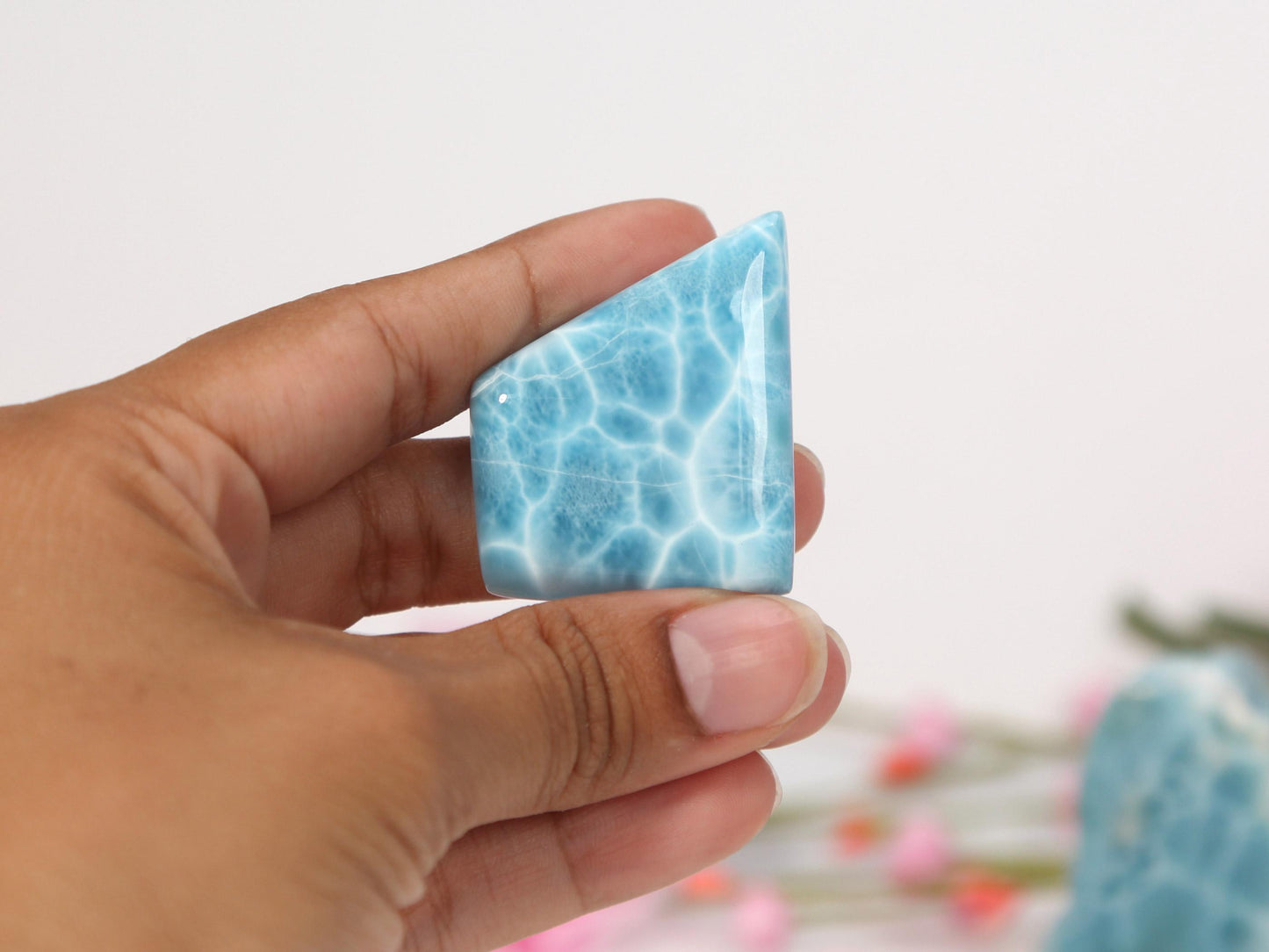 OCEAN BLUE Larimar Stone, Top Grade AAA Freeform Larimar Cabochon, Larimar Palm Stone Super Blue Larimar Specimen, Christmas gift