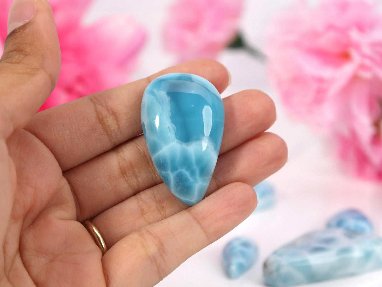 DEEP BLUE Larimar Stone, AAA Freeform Larimar Cabochon, Super Blue Larimar Stone Specimen, Christmas gift