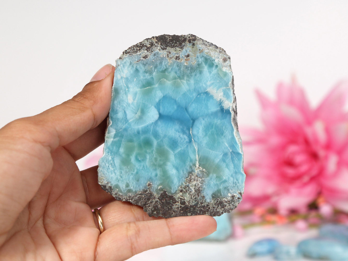 DEEP BLUE Semi-Polished Larimar Stone Slab, Semi Polished Blue Larimar, Super Blue Larimar, Christmas gift