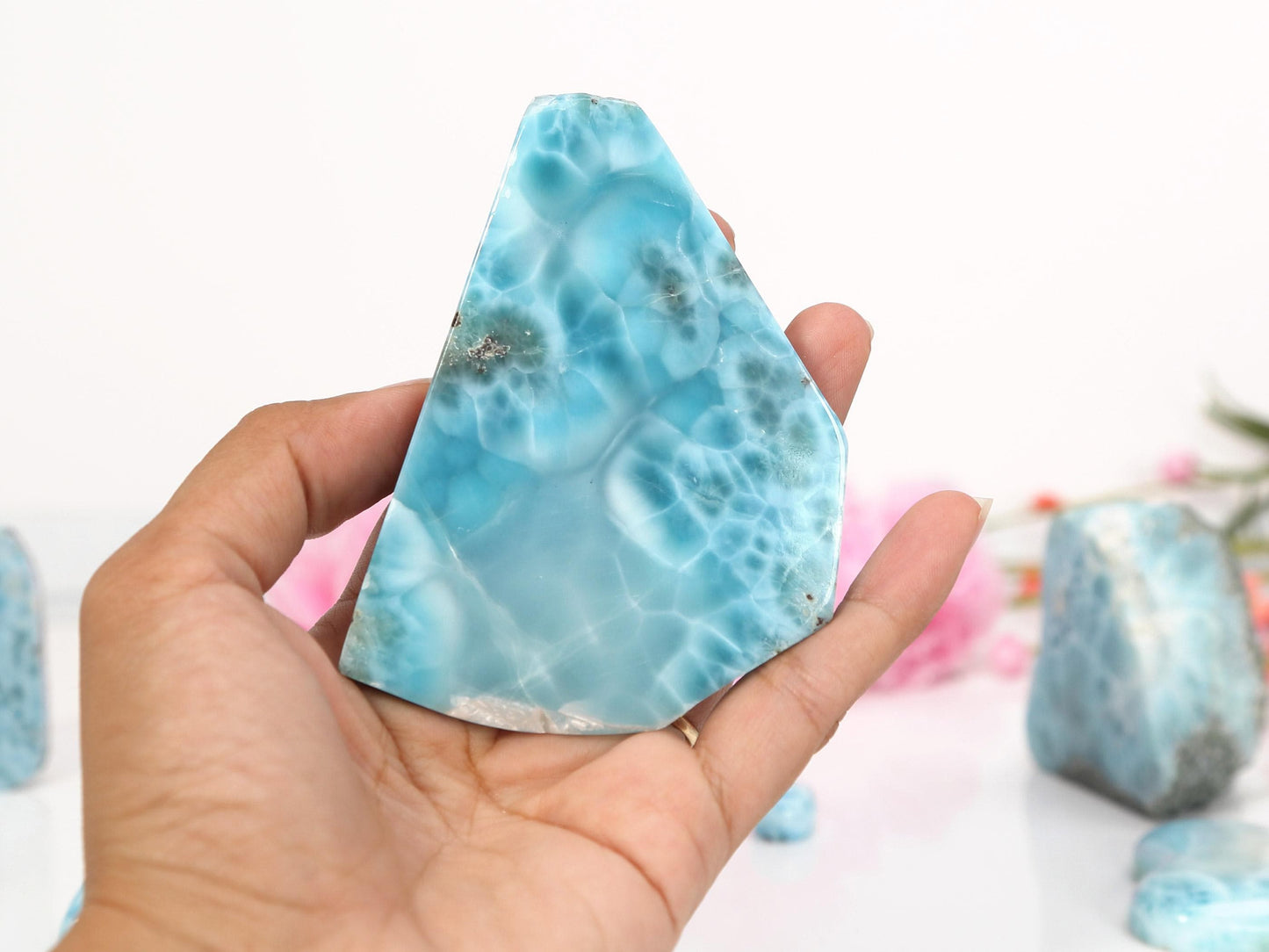OCEAN BLUE Larimar Stone Slab, Front Polished Blue Larimar, Super Blue Larimar, Christmas gift