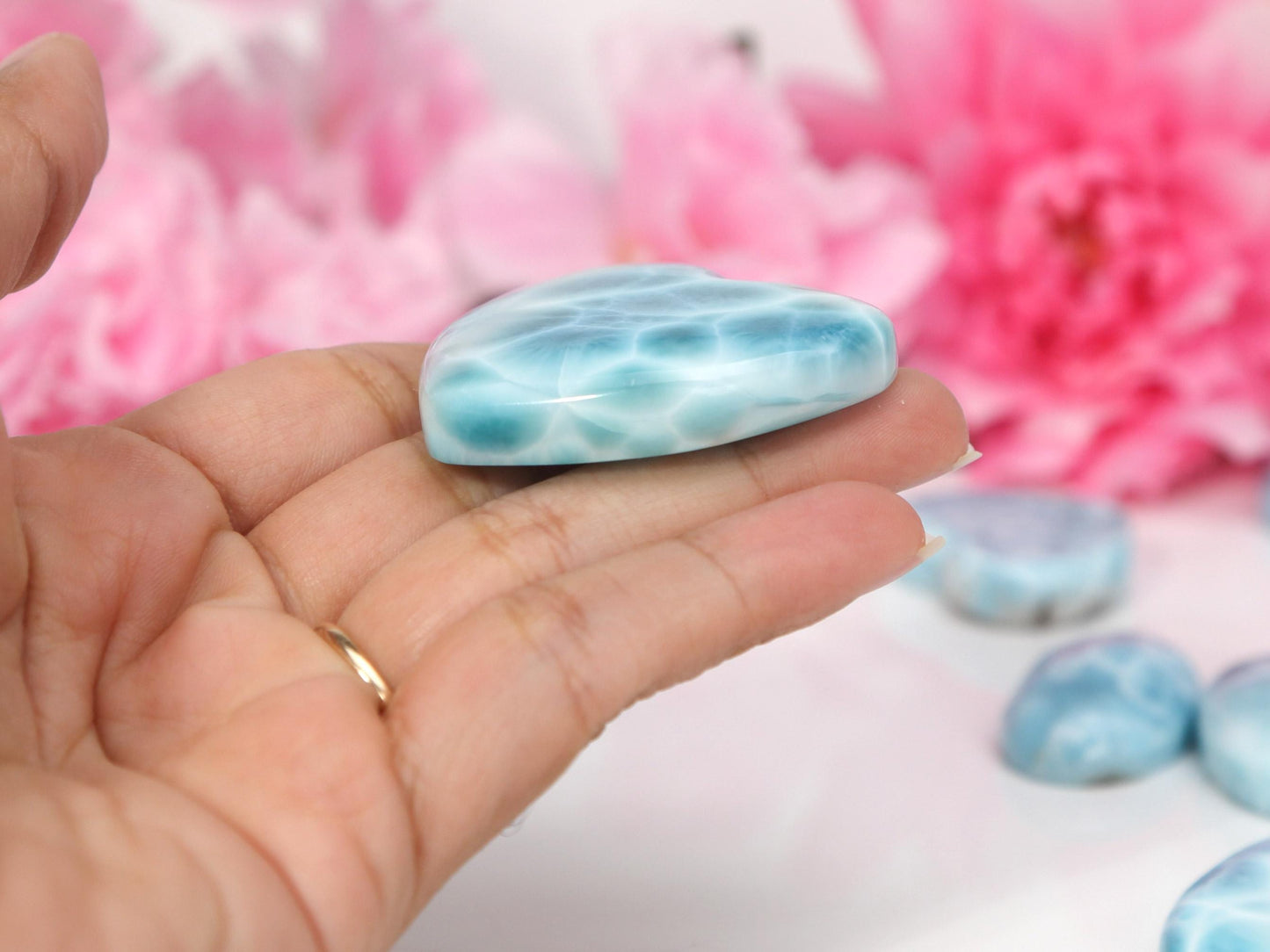 DEEP BLUE Larimar Heart, AAA Larimar Stone Heart, Larimar Palm Stone, Super Blue Larimar, Christmas gift