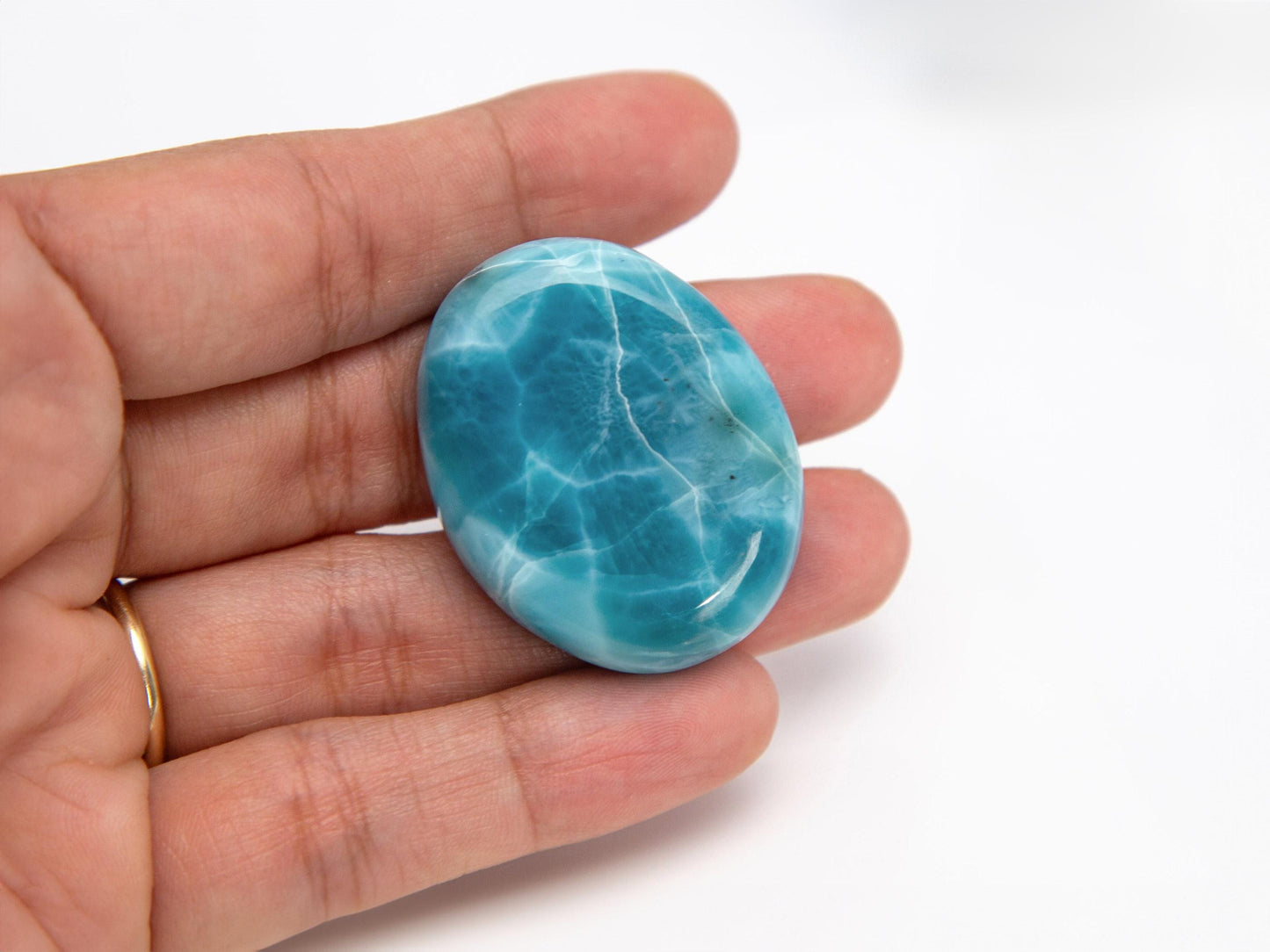 RARE Deepest Blue Larimar Stone, Top Grade Larimar Cabochon, AAA Super Blue Larimar, Christmas gift