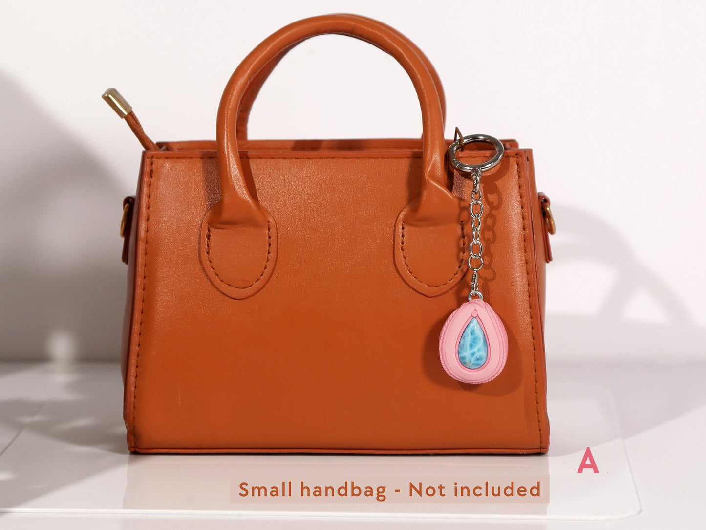 Breloque en cristal de larimar pour sac à main, breloque en pierre pour bourse, larimar AAA, cadeau rose, cadeau de Noël