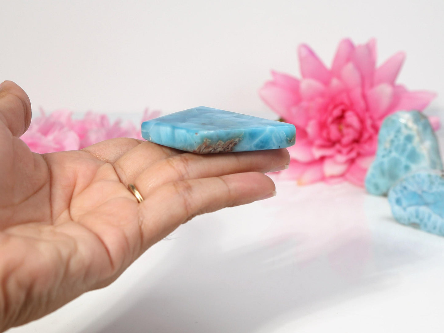 Top-grade Larimar Stone Slab: AAA Polished Freeform Crystal, Christmas gift