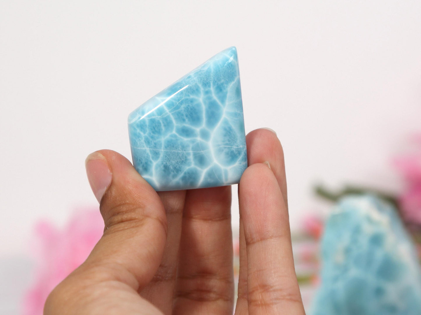 OCEAN BLUE Larimar Stone, Top Grade AAA Freeform Larimar Cabochon, Larimar Palm Stone Super Blue Larimar Specimen, Christmas gift