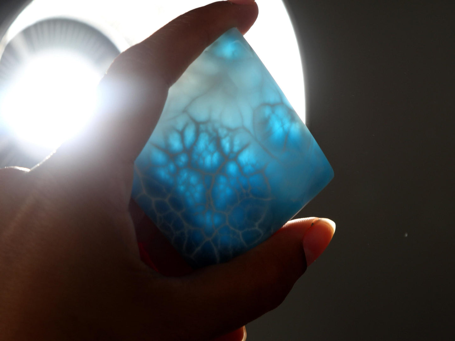 Pierre de larimar de qualité supérieure, pierre de poche en larimar diamant AAA, larimar bleu océan, spécimen de cabochon de larimar bleu super, cadeau de Noël