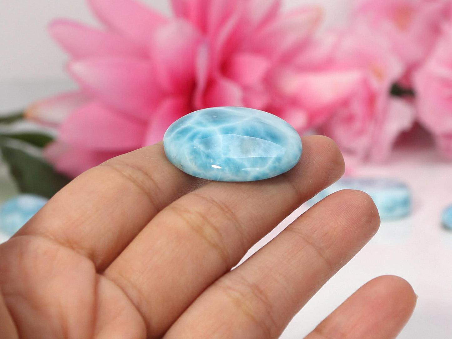 OCEAN BLUE Larimar Stone Cabochon, Top grade AAA Larimar Palm Stone, Larimar specimen, Super Blue semi round Larimar, Oval Larimar,