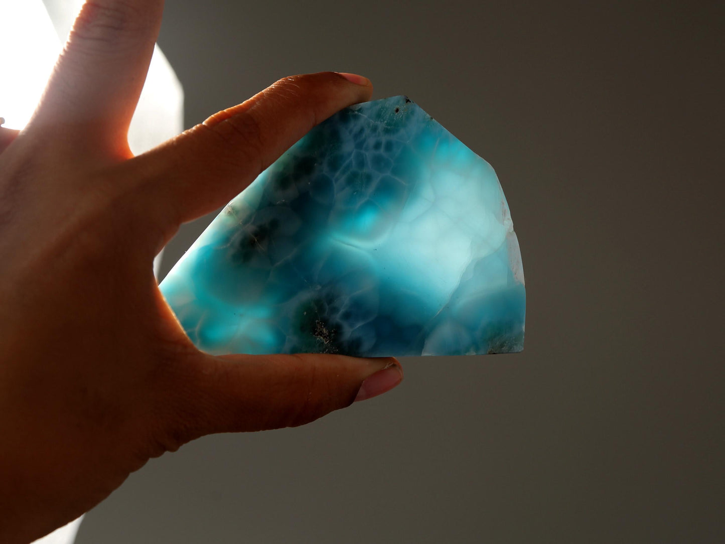 OCEAN BLUE Larimar Stone Slab, Front Polished Blue Larimar, Super Blue Larimar, Christmas gift