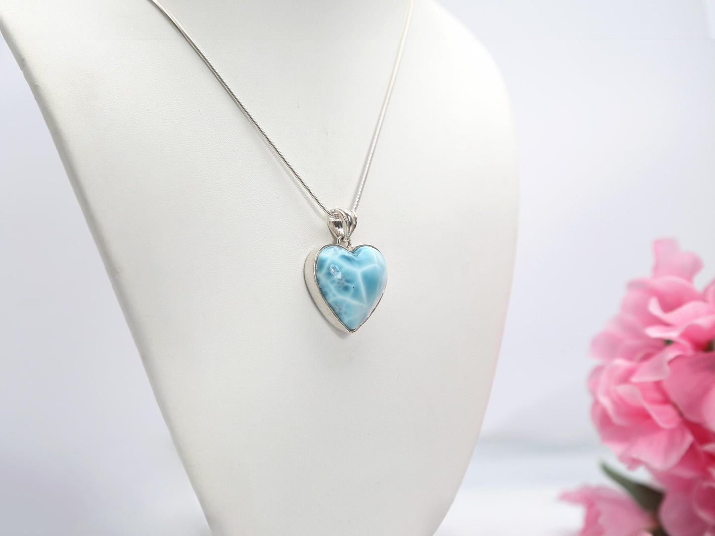 Exquisite Larimar Heart Pendant, Larimar Heart Necklace, AAA Top Grade Larimar Heart, Christmas gift
