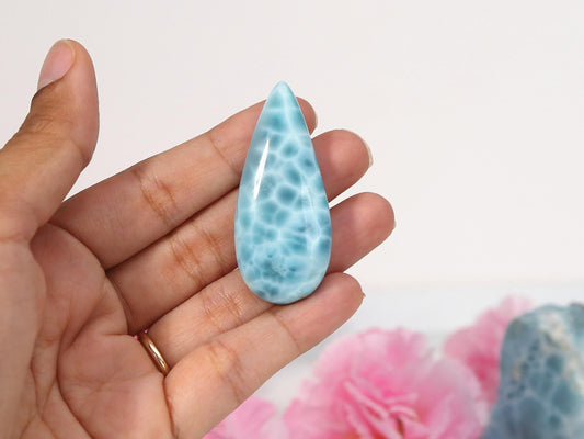 OCEAN BLUE Larimar Stone, AAA Teardrop Larimar Cabochon, Top Grade Super Blue Larimar Stone Specimen, Christmas gift
