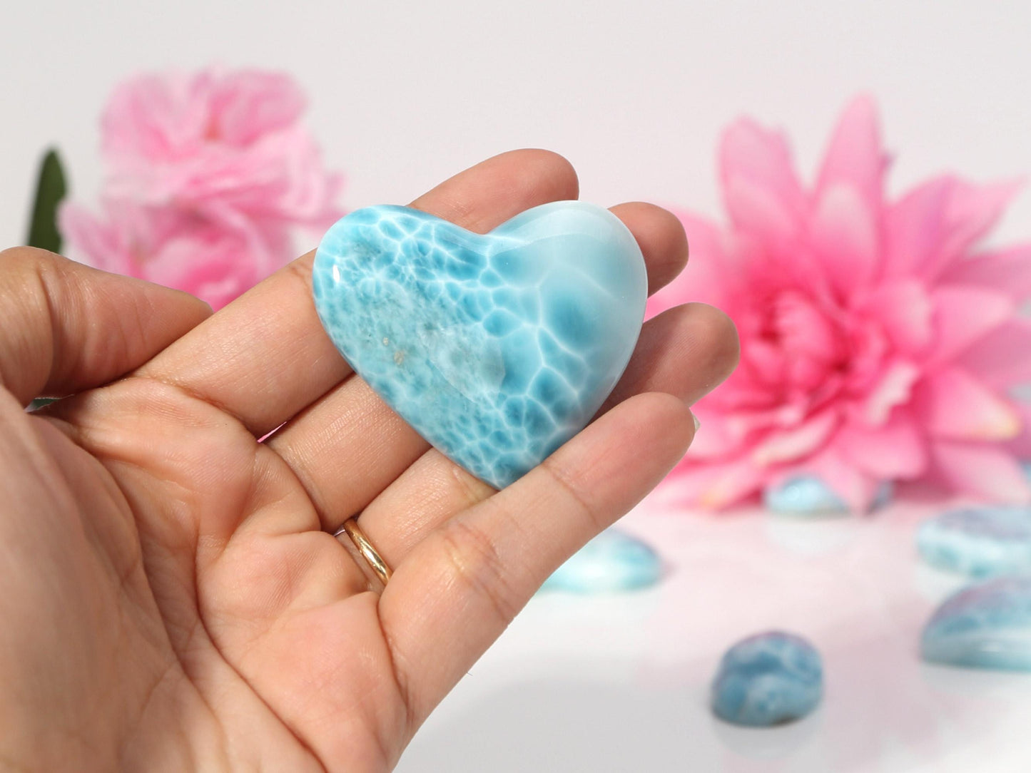OCEAN BLUE Larimar Heart, AAA Larimar Stone Heart, Larimar Palm Stone, Super Blue Larimar, Christmas gift