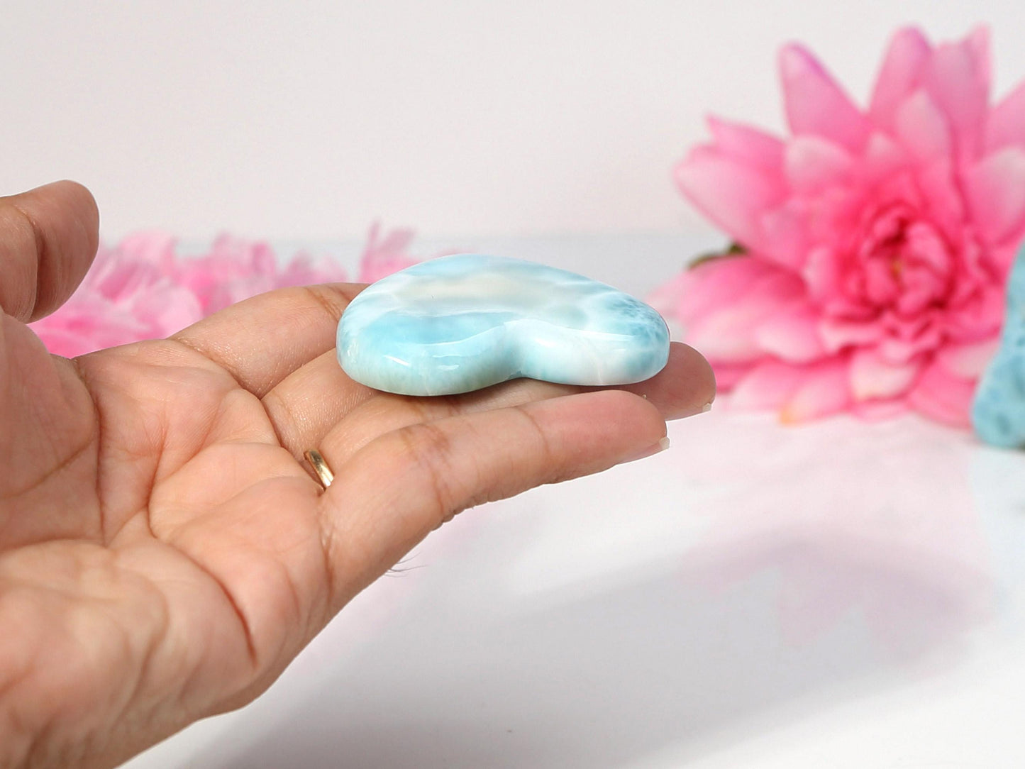 Soft Blue Larimar Heart, Big Larimar Stone Heart Cabochon, Larimar Palm Stone, Larimar crystal, Crystal Heart, Christmas gift