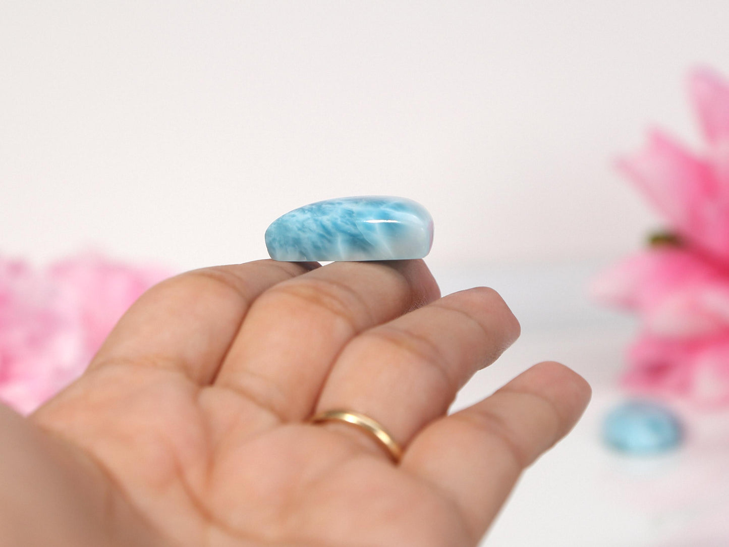 OCEAN BLUE Larimar Stone Triangle, Top Grade Larimar Cabochon, AAA Super Blue Larimar, Christmas gift