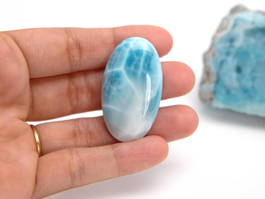 OCEAN BLUE Oval Larimar Stone, Larimar Cabochon, AAA Super Blue Larimar, Christmas gift