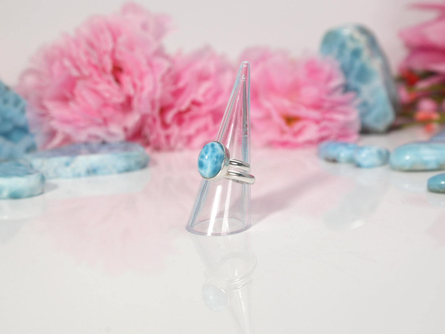 OCEAN BLUE Larimar Ring, Oval AAA Larimar Ring,Adjustable Larimar ring, Super Blue Larimar Ring, Christmas gift