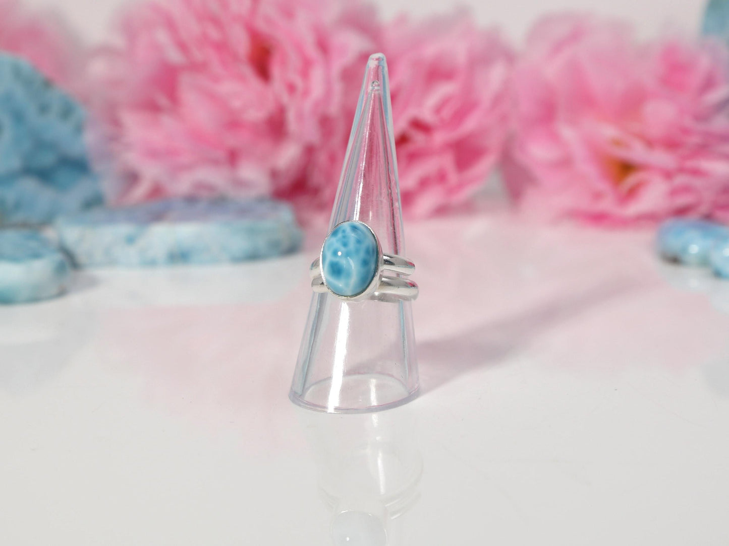 OCEAN BLUE Larimar Ring, Oval AAA Larimar Ring,Adjustable Larimar ring, Super Blue Larimar Ring, Christmas gift