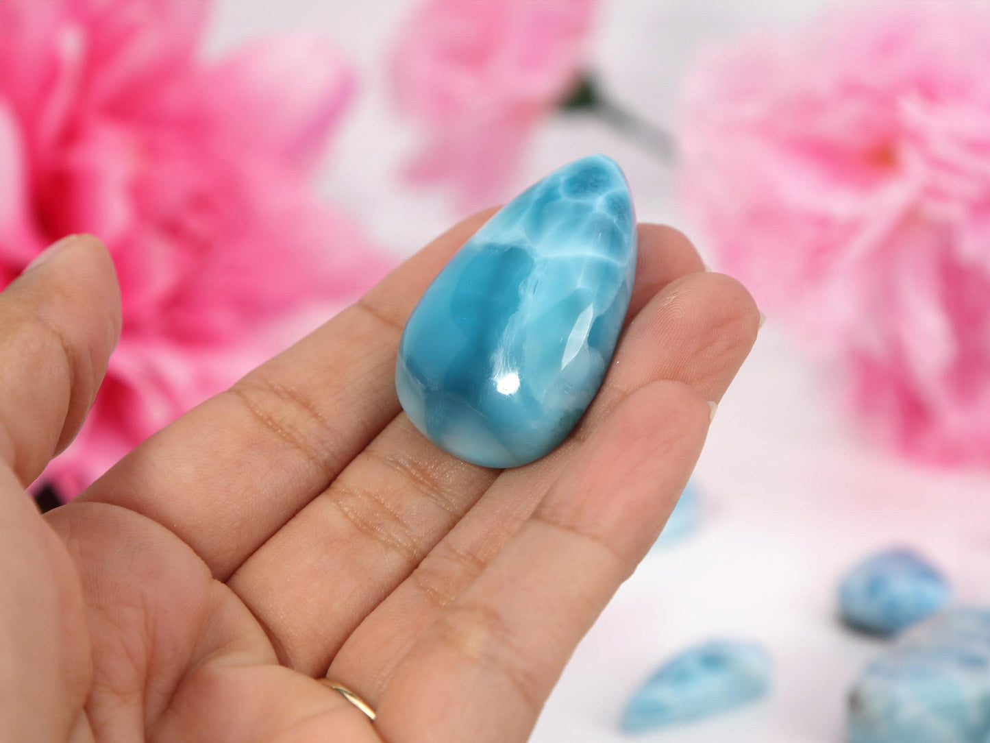DEEP BLUE Larimar Stone, AAA Freeform Larimar Cabochon, Super Blue Larimar Stone Specimen, Christmas gift